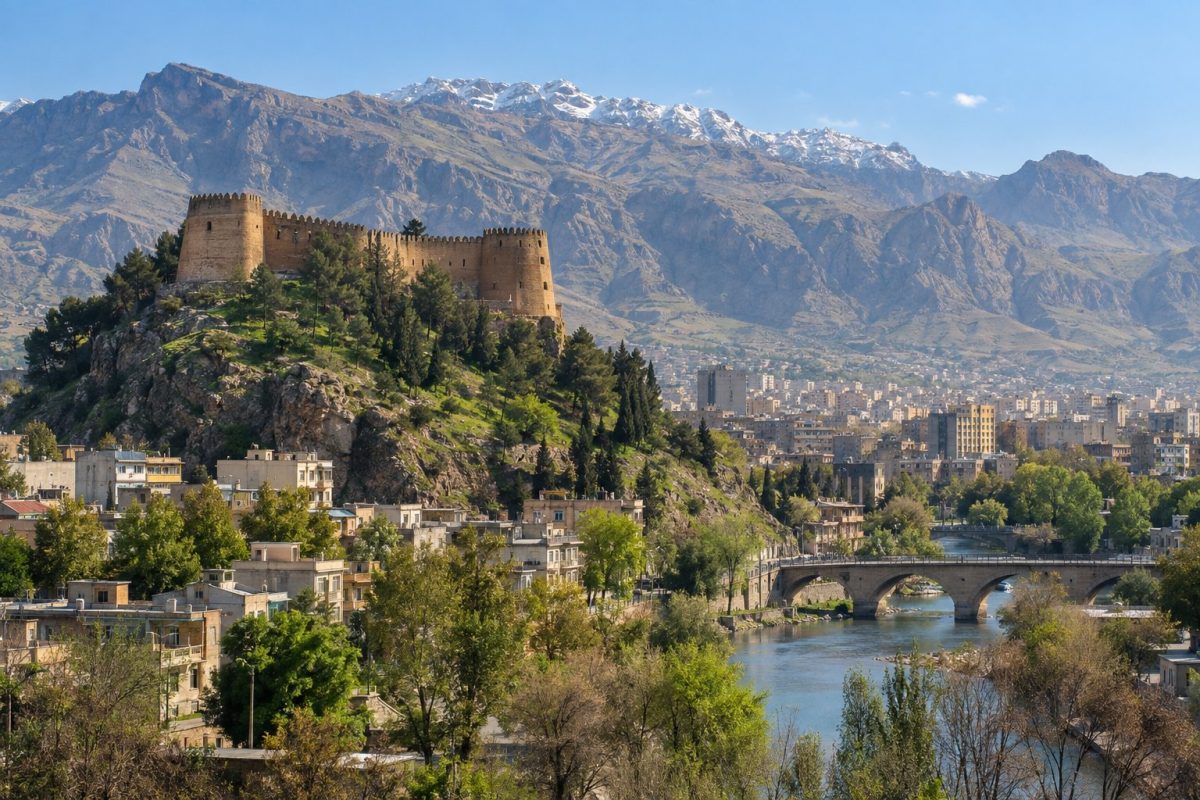 نمای شهر خرم آباد و قلعه فلک الافلاک