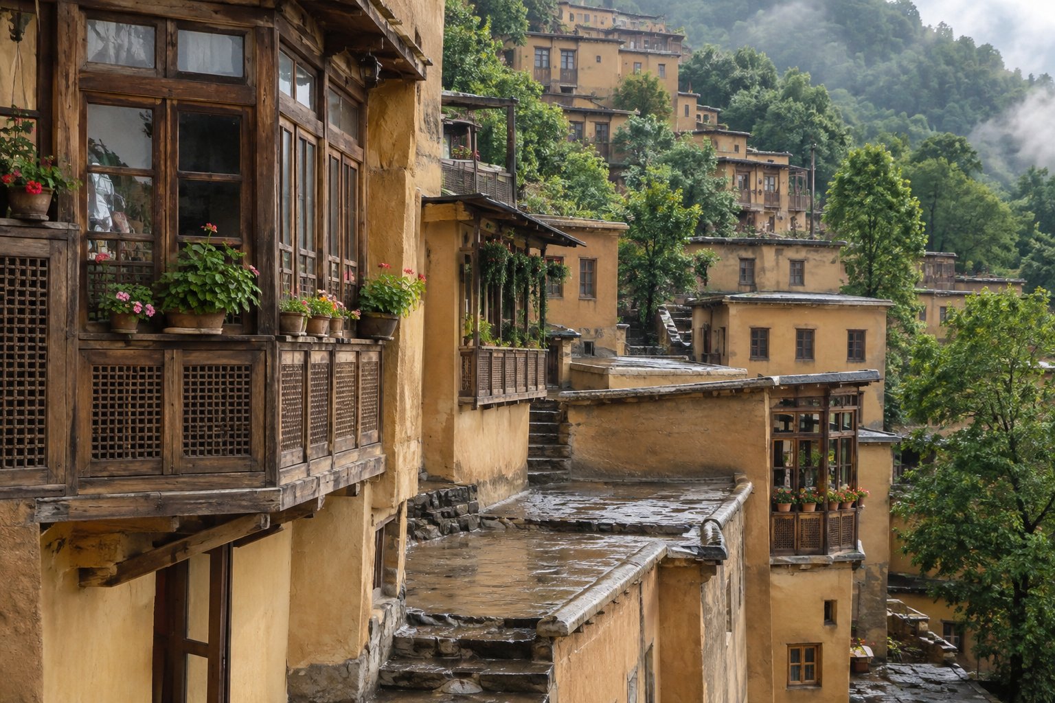 معماری خانه ها و پنجره های چوبی ماسوله
