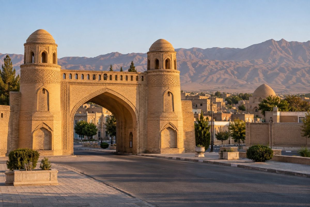 نمای شهر سمنان و دروازه ارگ
