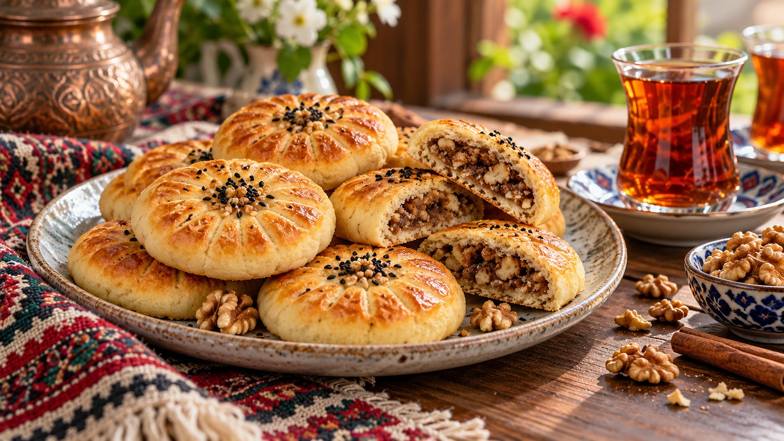 کلوچه فومن همراه با چای