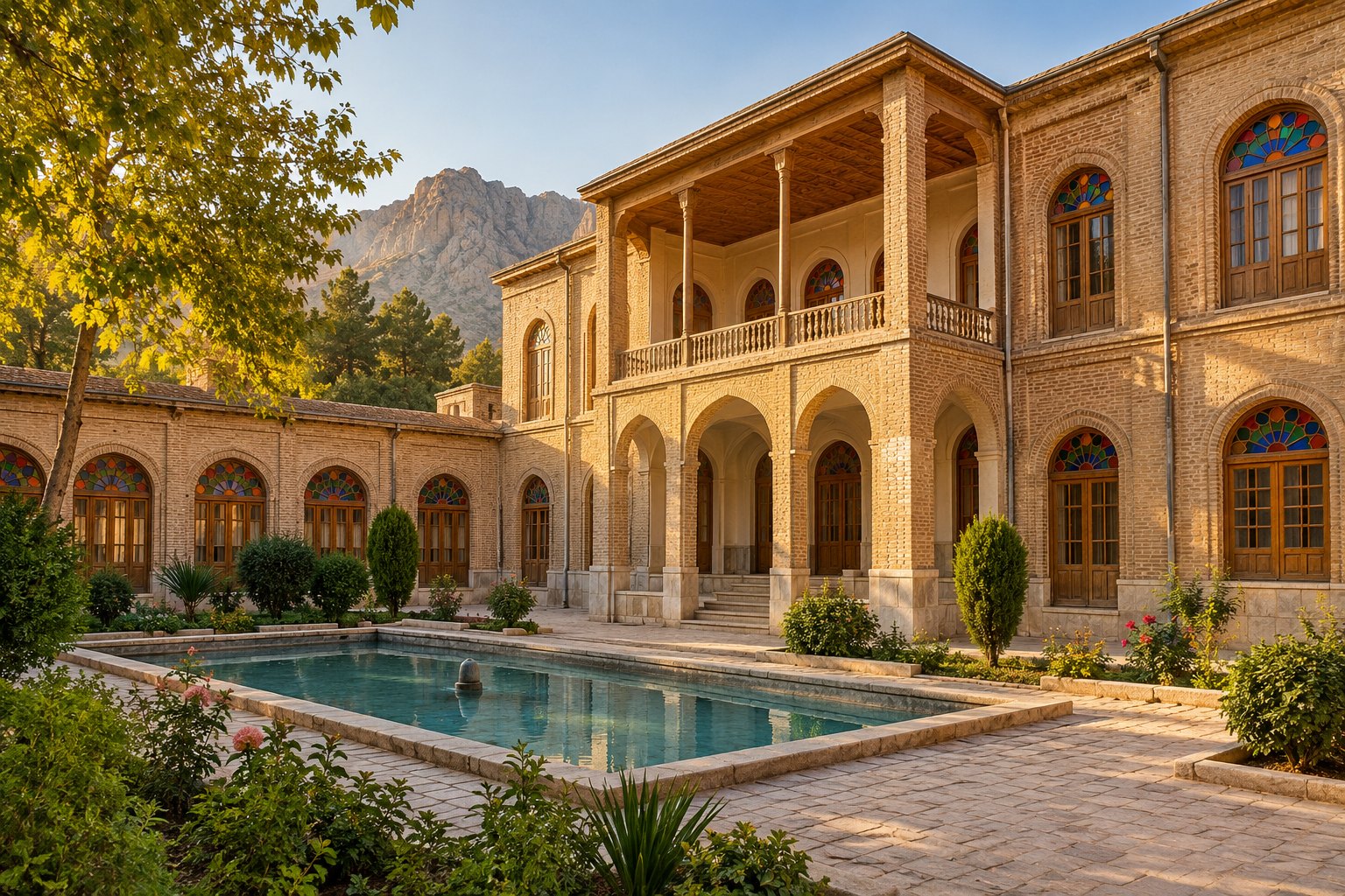 حیاط و نمای آجری قلعه والی ایلام